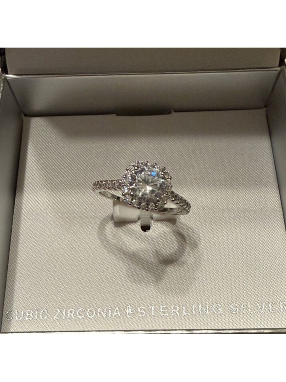 Dazzling  Cubic Zirconia Sterling Silver Women’s Classic occasion Ring Size 9.5